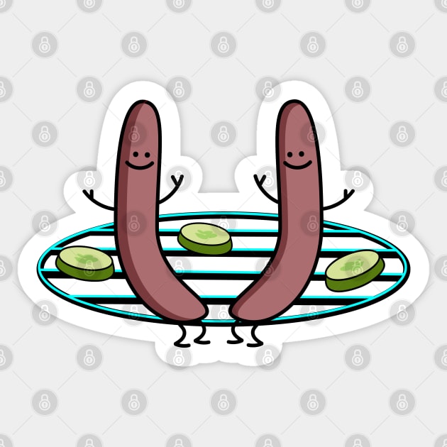 Funny sausages on the grill Sticker by spontania